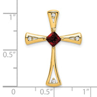 14k Garnet and Diamond Cross Chain Slide-PM7031-GA-005-YA