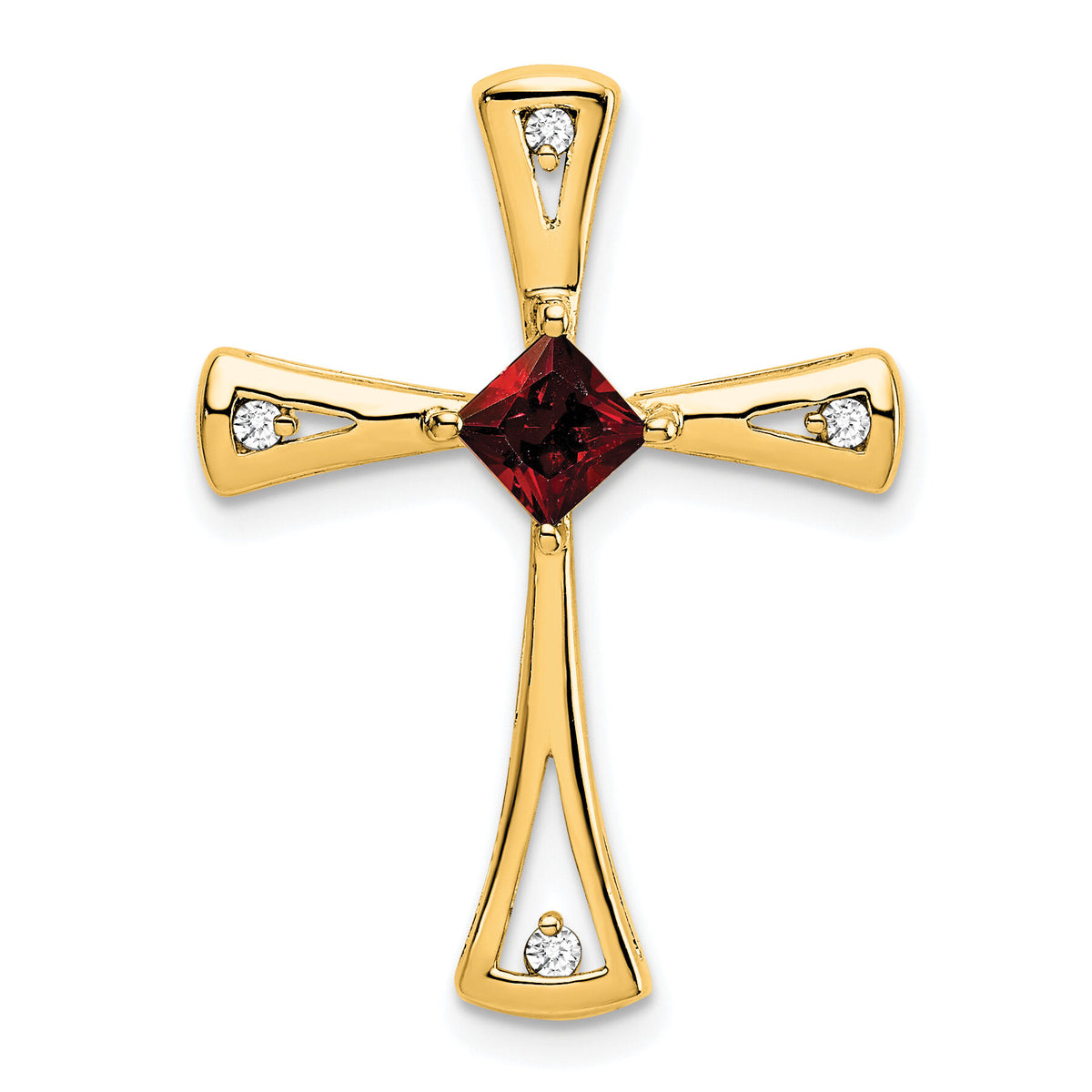 14k Garnet and Diamond Cross Chain Slide-PM7031-GA-005-YA