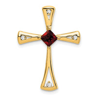 14k Garnet and Diamond Cross Chain Slide-PM7031-GA-005-YA
