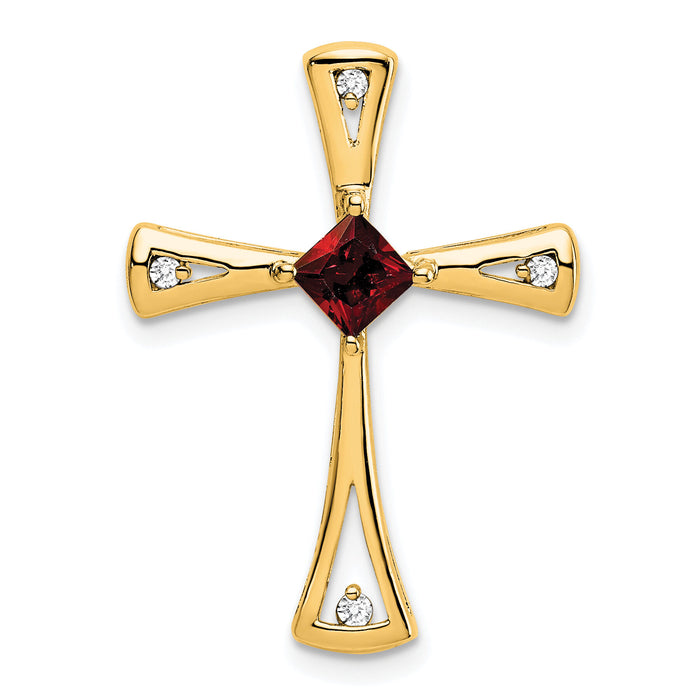 14k Garnet and Diamond Cross Chain Slide-PM7031-GA-005-YA