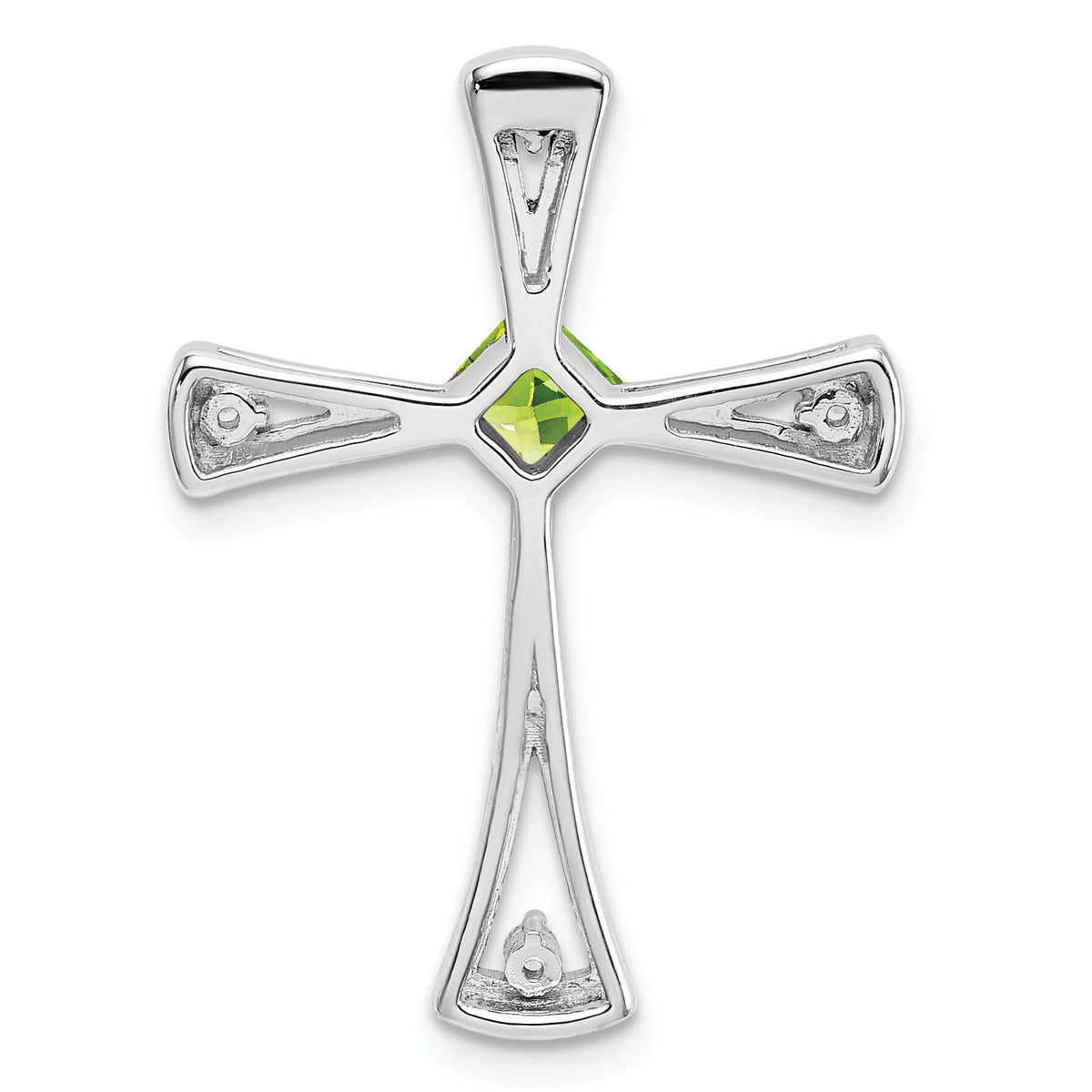 14k White Gold Peridot and Diamond Cross Chain Slide-PM7031-PE-005-WA
