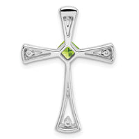 14k White Gold Peridot and Diamond Cross Chain Slide-PM7031-PE-005-WA