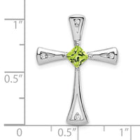 14k White Gold Peridot and Diamond Cross Chain Slide-PM7031-PE-005-WA
