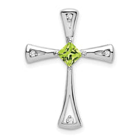 14k White Gold Peridot and Diamond Cross Chain Slide-PM7031-PE-005-WA
