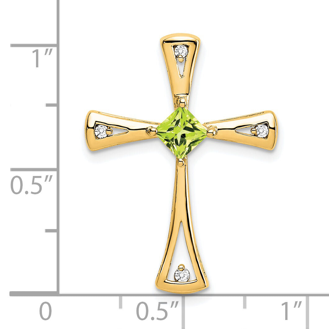 14k Peridot and Diamond Cross Chain Slide-PM7031-PE-005-YA