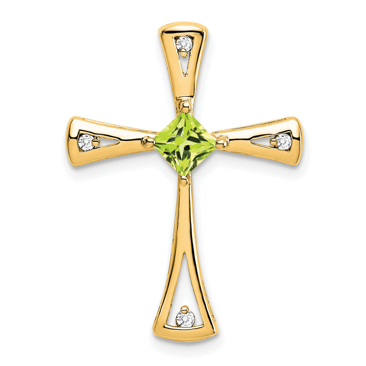 14k Peridot and Diamond Cross Chain Slide-PM7031-PE-005-YA