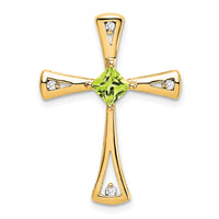 14k Peridot and Diamond Cross Chain Slide-PM7031-PE-005-YA