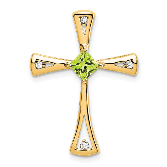 14k Peridot and Diamond Cross Chain Slide-PM7031-PE-005-YA