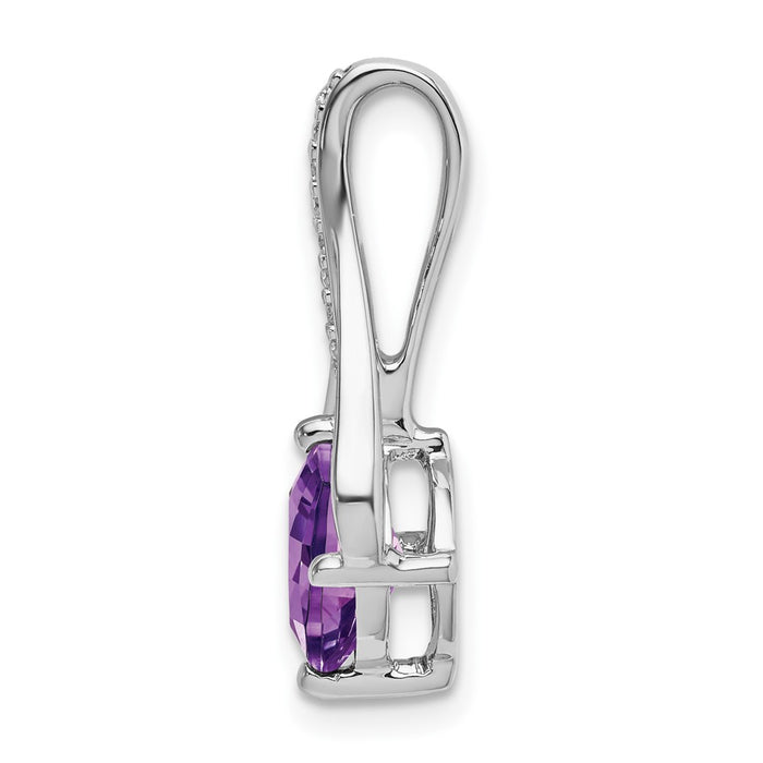 14k White Gold Amethyst and Diamond Pendant-PM7032-AM-002-WA