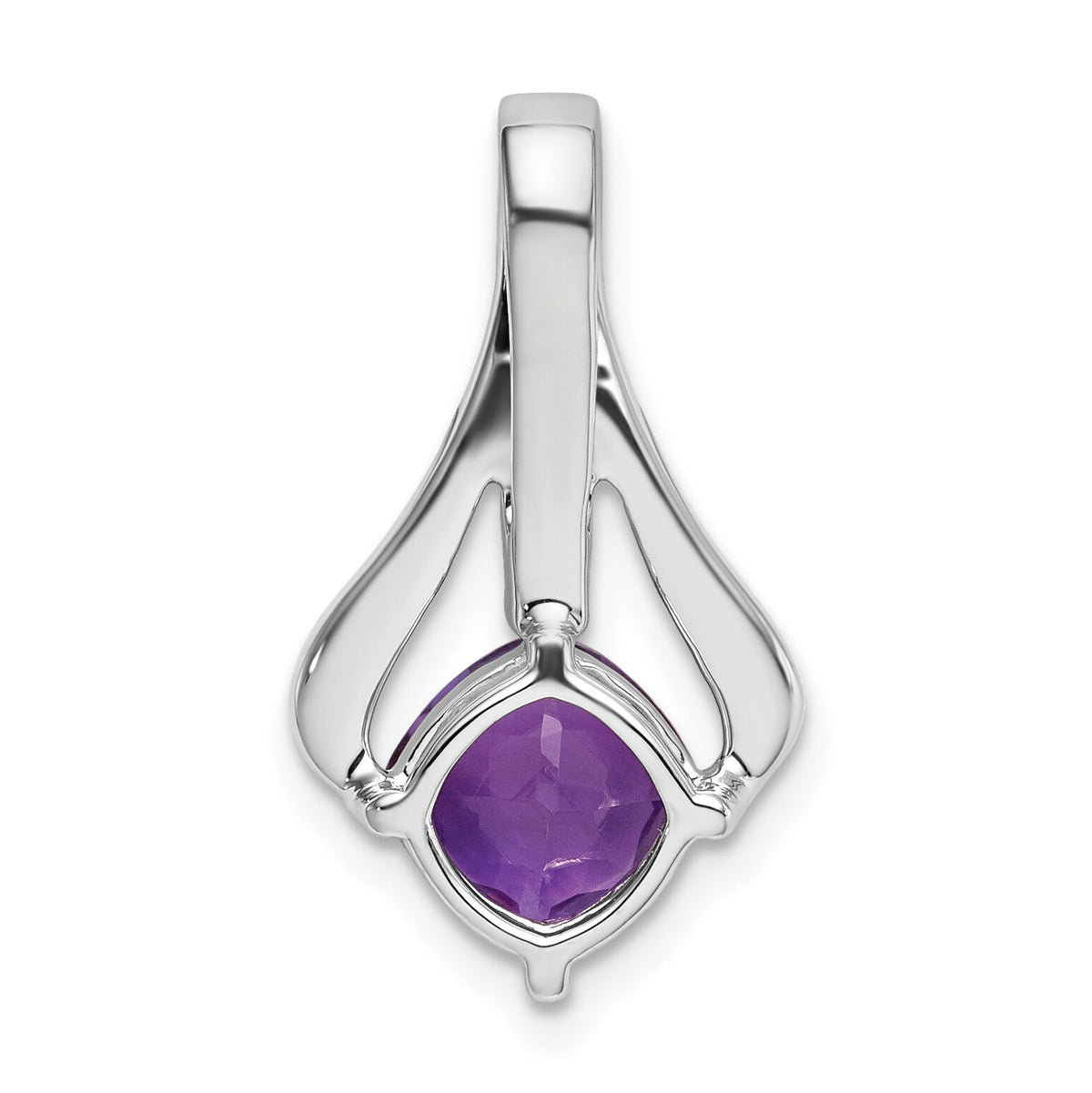 14k White Gold Amethyst and Diamond Pendant-PM7032-AM-002-WA