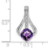 14k White Gold Amethyst and Diamond Pendant-PM7032-AM-002-WA