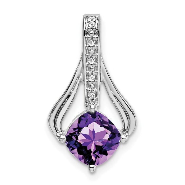 14k White Gold Amethyst and Diamond Pendant-PM7032-AM-002-WA