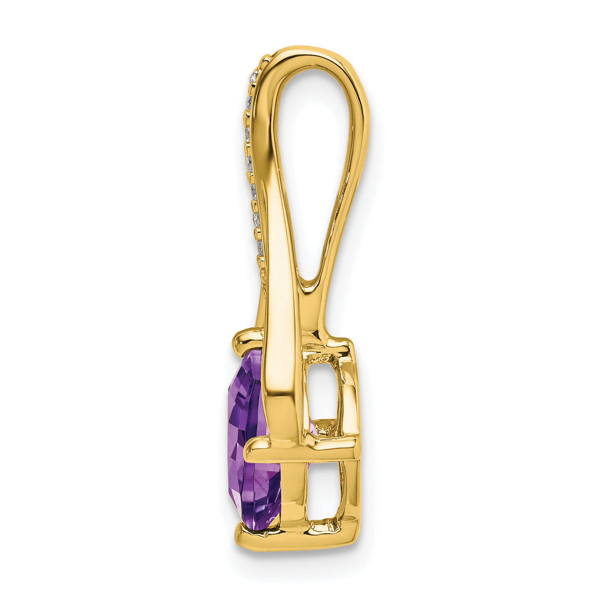 14k Amethyst and Diamond Pendant-PM7032-AM-002-YA