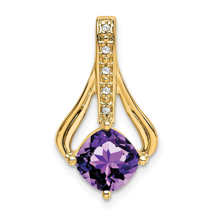 14k Amethyst and Diamond Pendant-PM7032-AM-002-YA