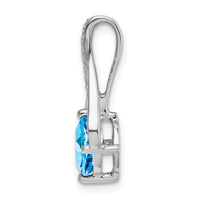14k White Gold Blue Topaz and Diamond Pendant-PM7032-BT-002-WA