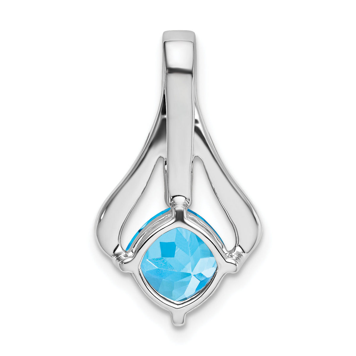 14k White Gold Blue Topaz and Diamond Pendant-PM7032-BT-002-WA