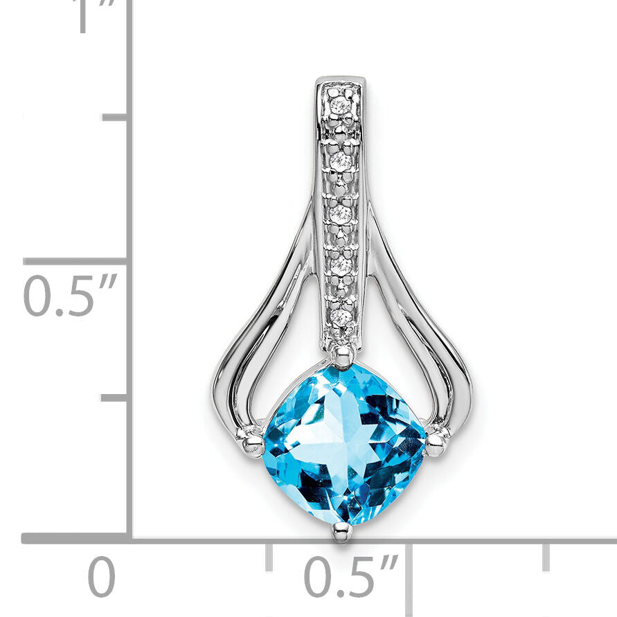 14k White Gold Blue Topaz and Diamond Pendant-PM7032-BT-002-WA