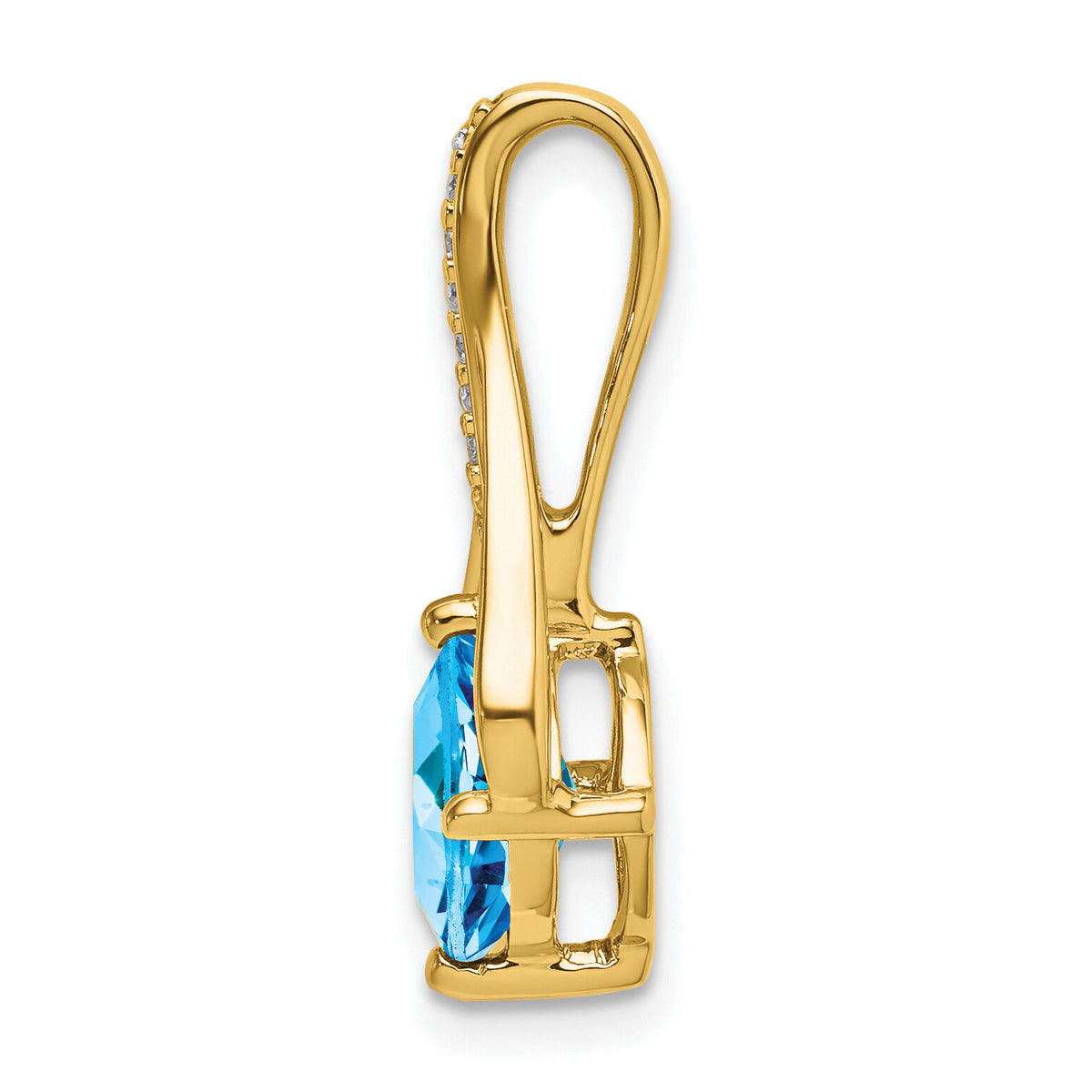 14k Blue Topaz and Diamond Pendant-PM7032-BT-002-YA