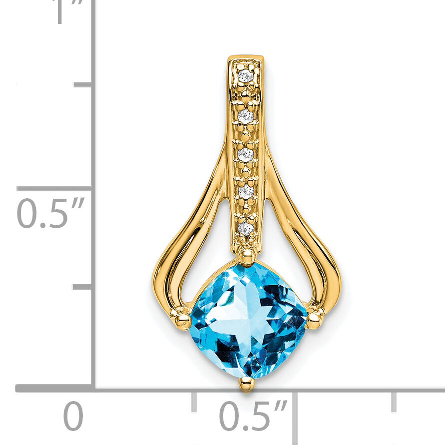 14k Blue Topaz and Diamond Pendant-PM7032-BT-002-YA
