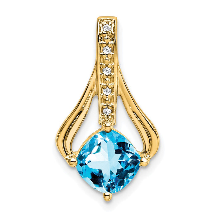 14k Blue Topaz and Diamond Pendant-PM7032-BT-002-YA
