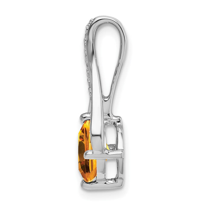 14k White Gold Citrine and Diamond Pendant-PM7032-CI-002-WA