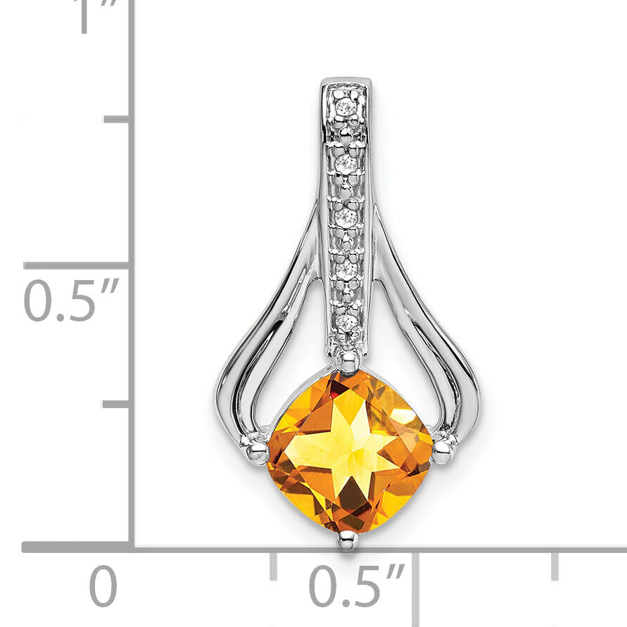 14k White Gold Citrine and Diamond Pendant-PM7032-CI-002-WA