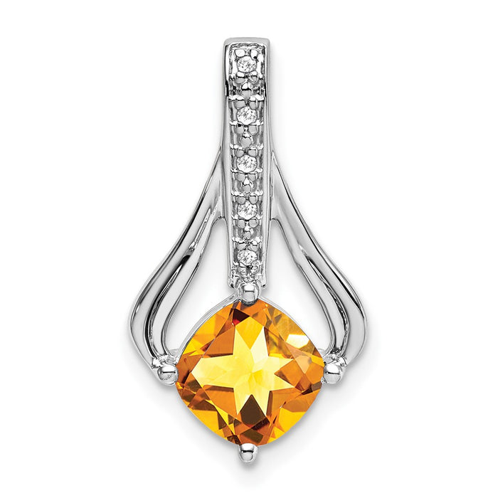 14k White Gold Citrine and Diamond Pendant-PM7032-CI-002-WA