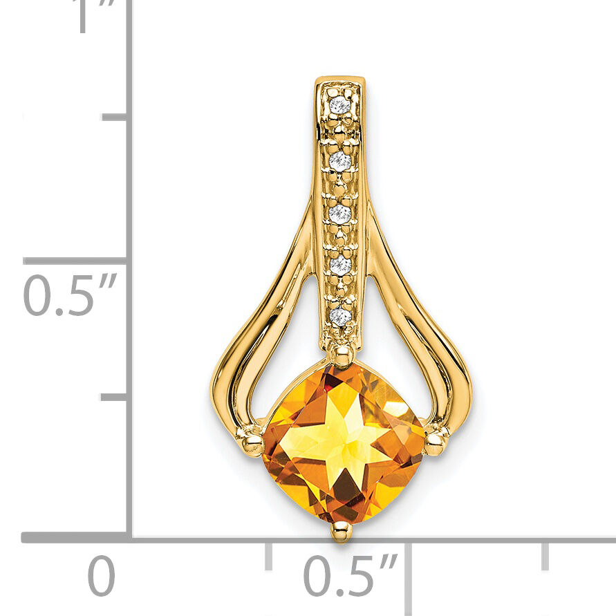 14k Citrine and Diamond Pendant-PM7032-CI-002-YA
