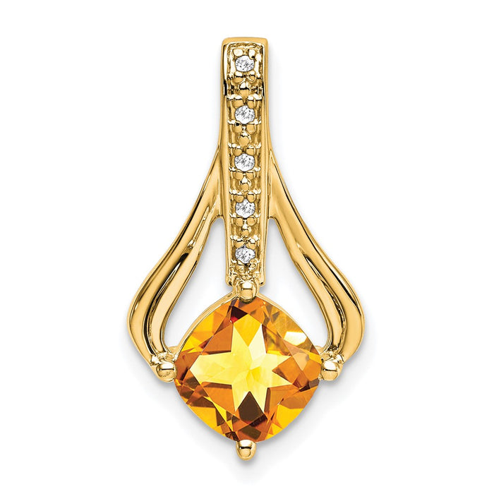 14k Citrine and Diamond Pendant-PM7032-CI-002-YA