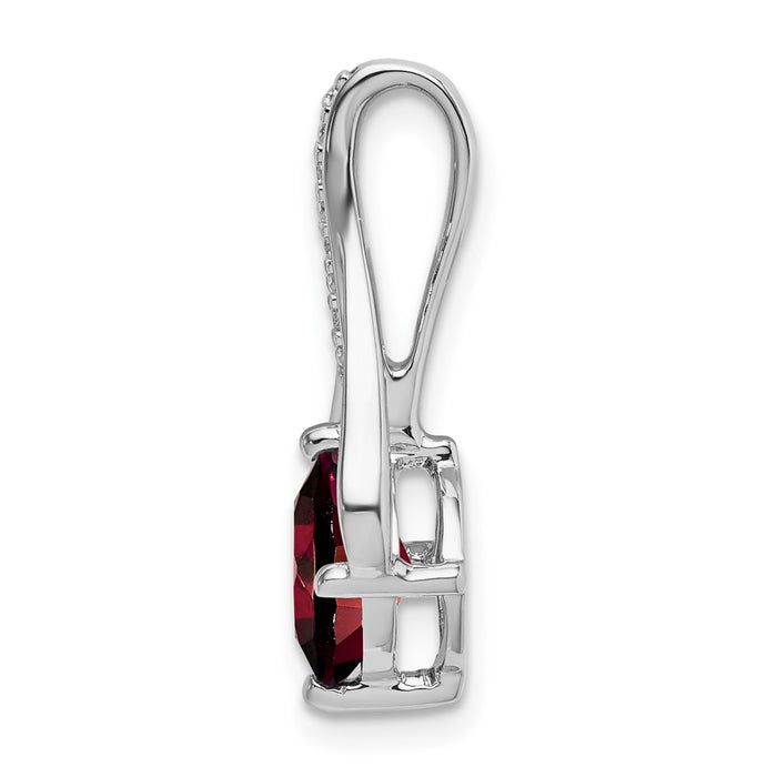 14k White Gold Garnet and Diamond Pendant-PM7032-GA-002-WA