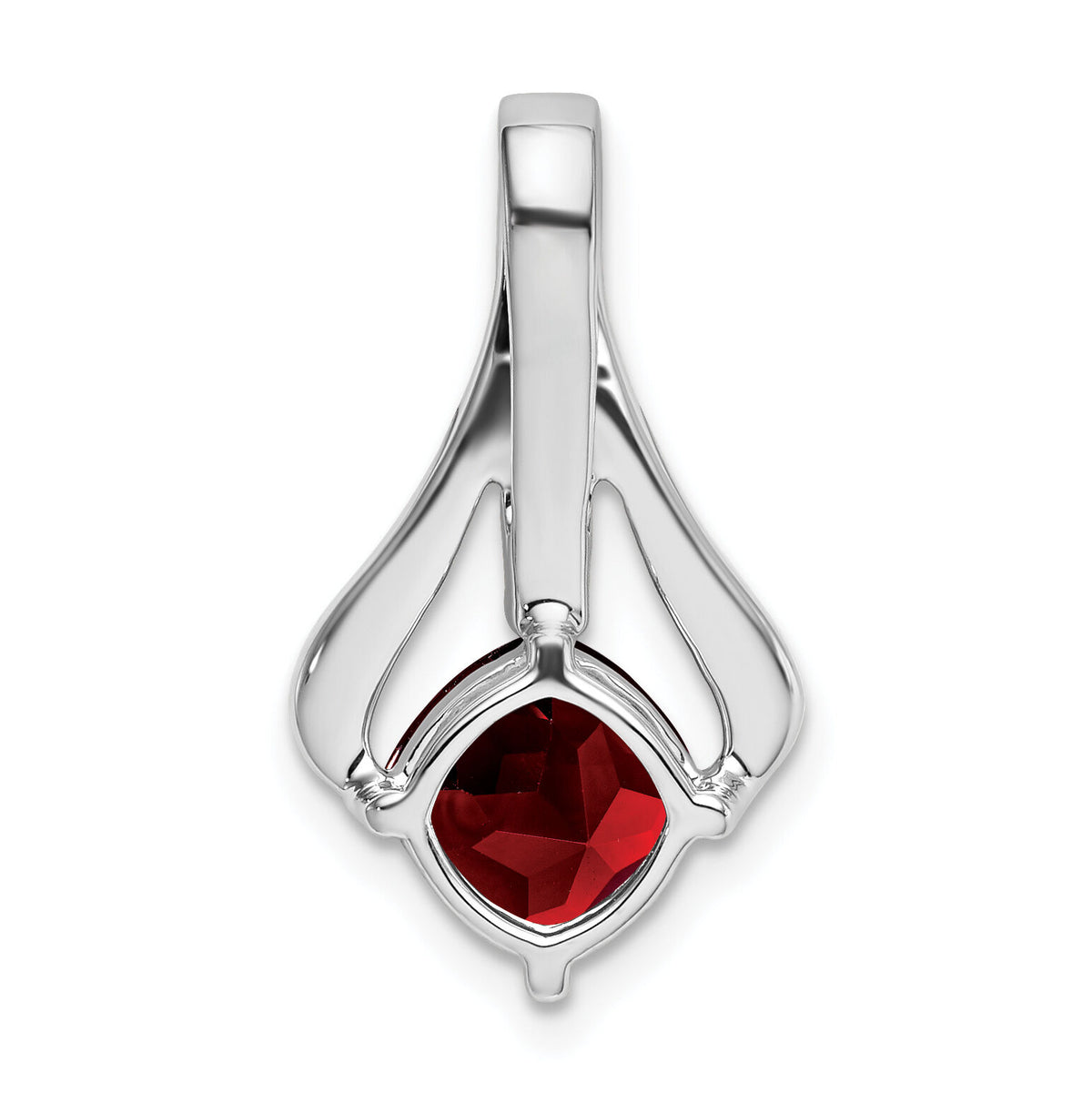 14k White Gold Garnet and Diamond Pendant-PM7032-GA-002-WA