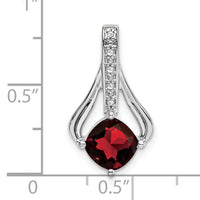 14k White Gold Garnet and Diamond Pendant-PM7032-GA-002-WA