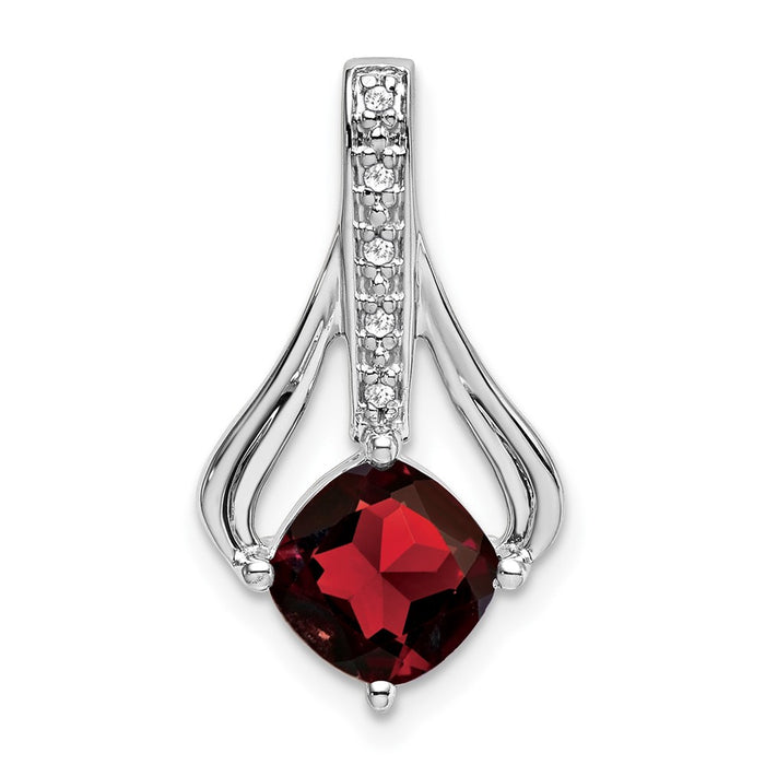 14k White Gold Garnet and Diamond Pendant-PM7032-GA-002-WA