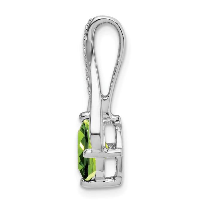 14k White Gold Peridot and Diamond Pendant-PM7032-PE-002-WA