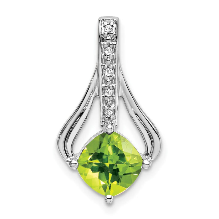 14k White Gold Peridot and Diamond Pendant-PM7032-PE-002-WA