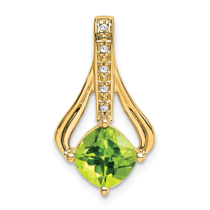 14k Peridot and Diamond Pendant-PM7032-PE-002-YA