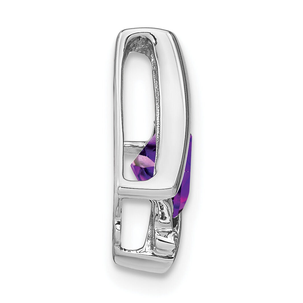 14k White Gold Amethyst and Diamond Pendant-PM7033-AM-001-WA