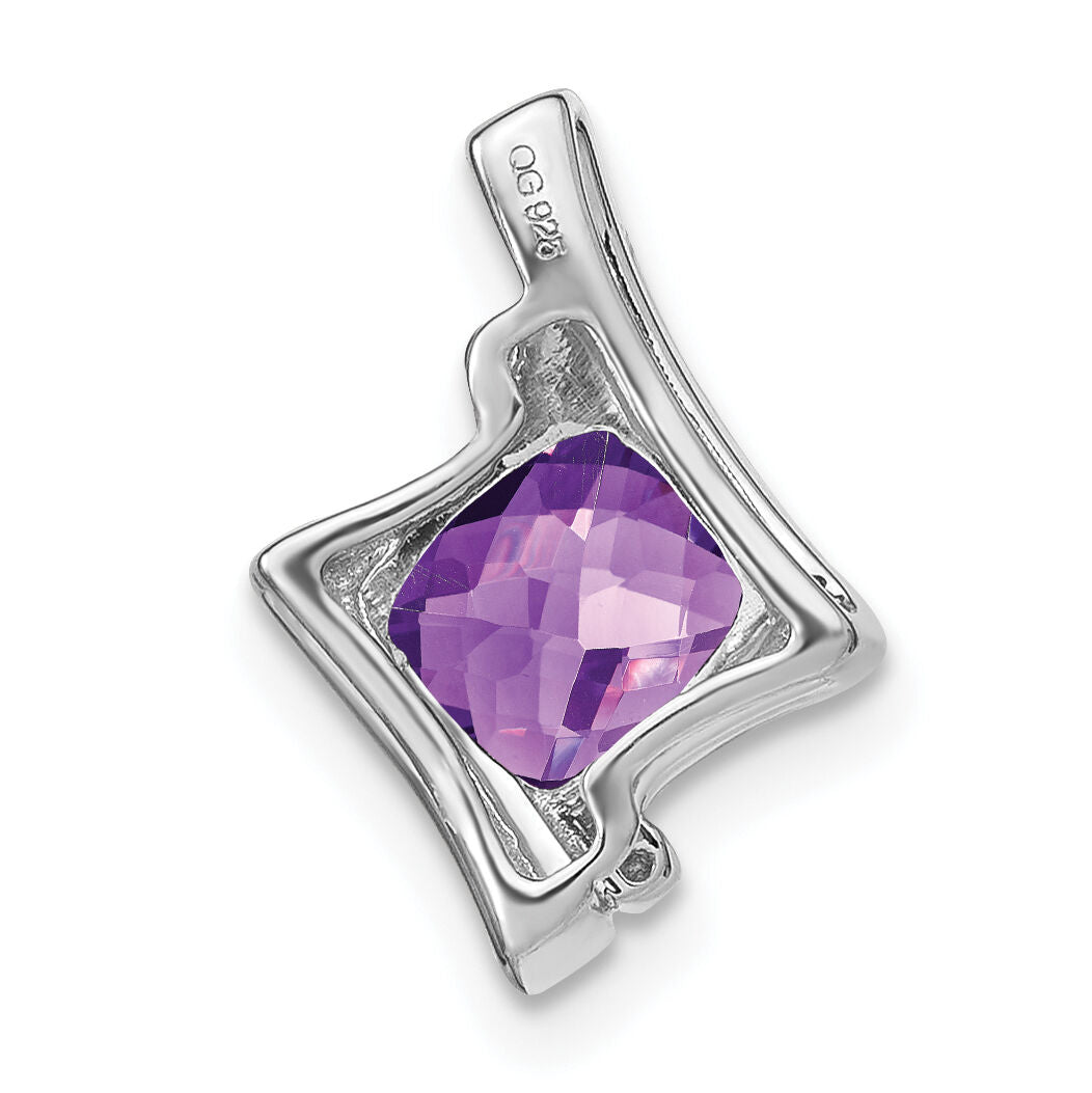 14k White Gold Amethyst and Diamond Pendant-PM7033-AM-001-WA