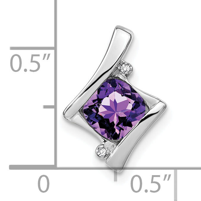 14k White Gold Amethyst and Diamond Pendant-PM7033-AM-001-WA