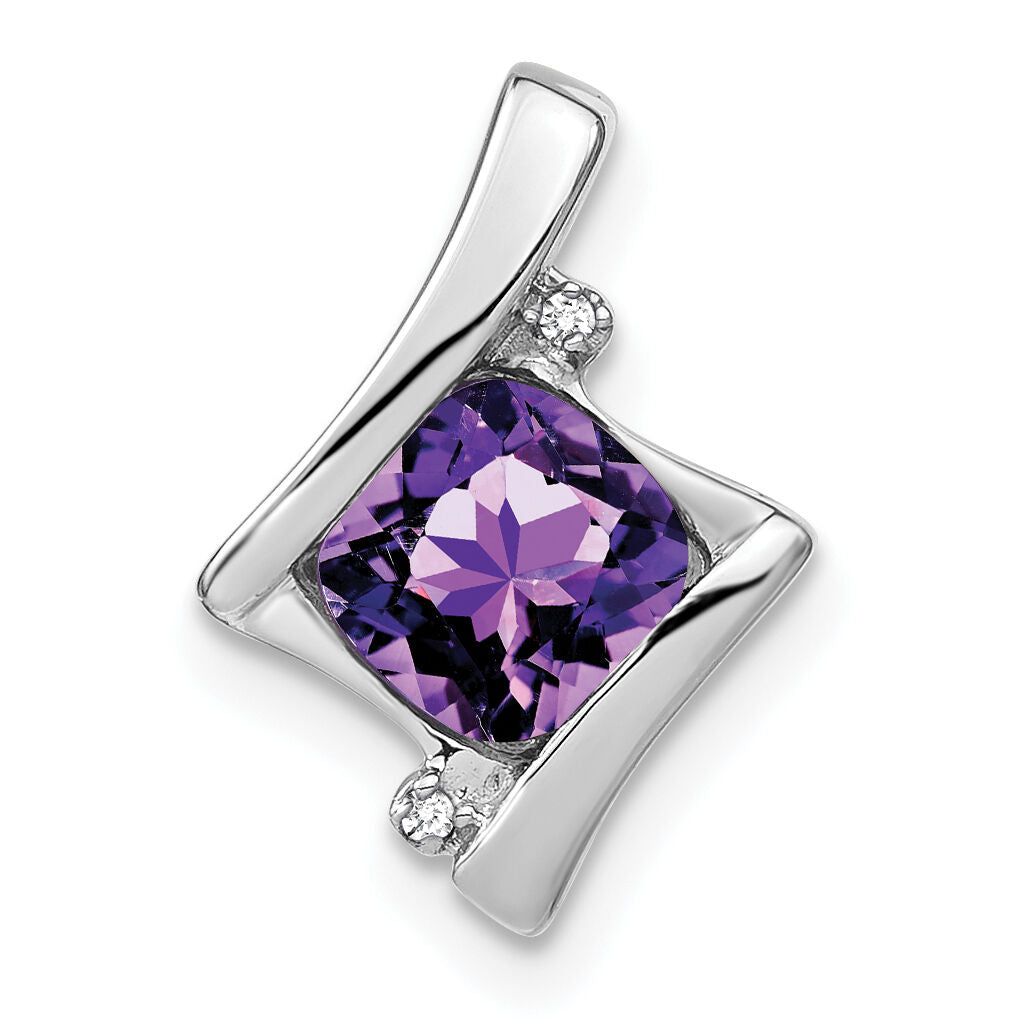 14k White Gold Amethyst and Diamond Pendant-PM7033-AM-001-WA