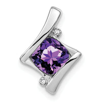 14k White Gold Amethyst and Diamond Pendant-PM7033-AM-001-WA