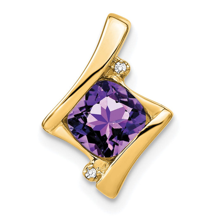 14k Amethyst and Diamond Pendant-PM7033-AM-001-YA