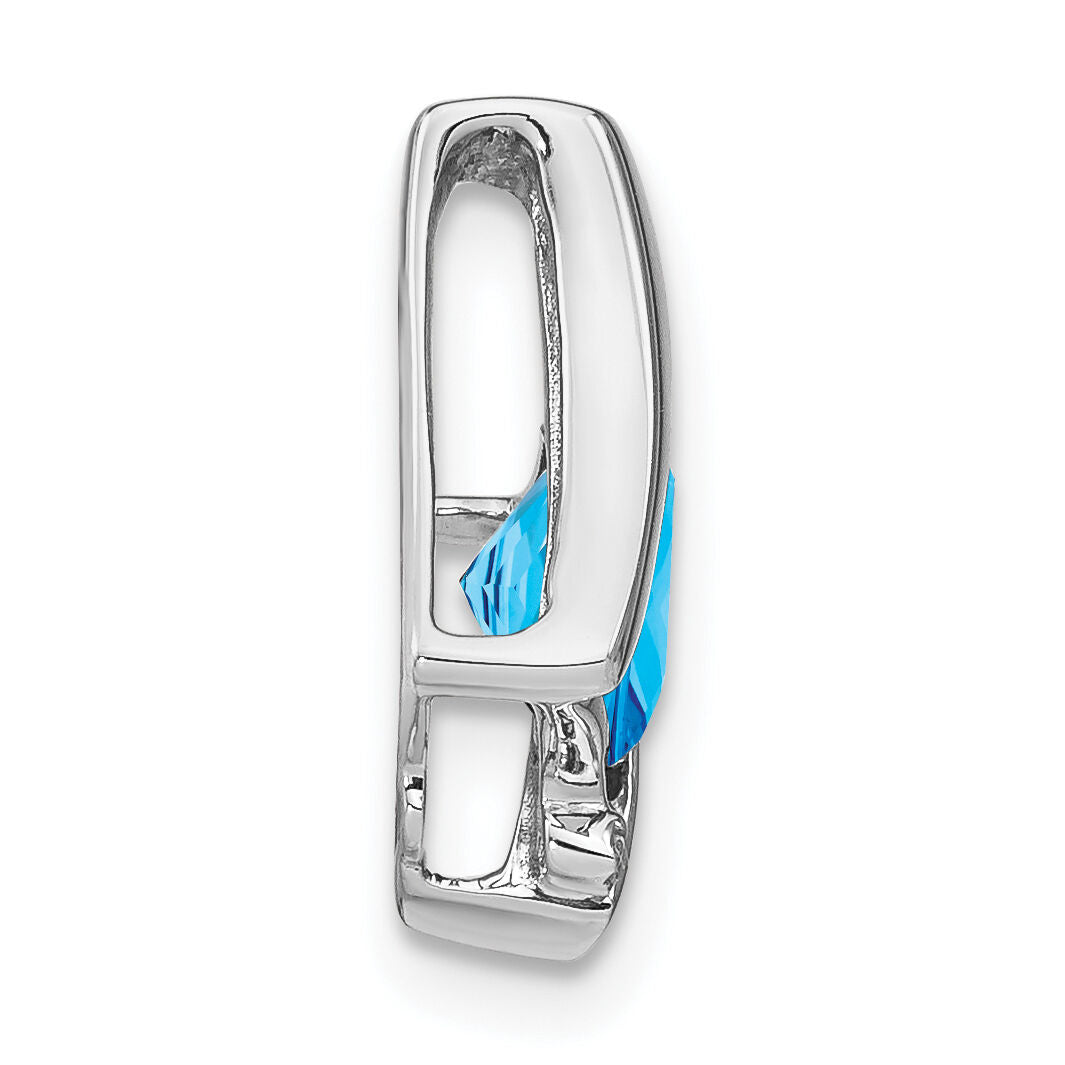 14k White Gold Blue Topaz and Diamond Pendant-PM7033-BT-001-WA
