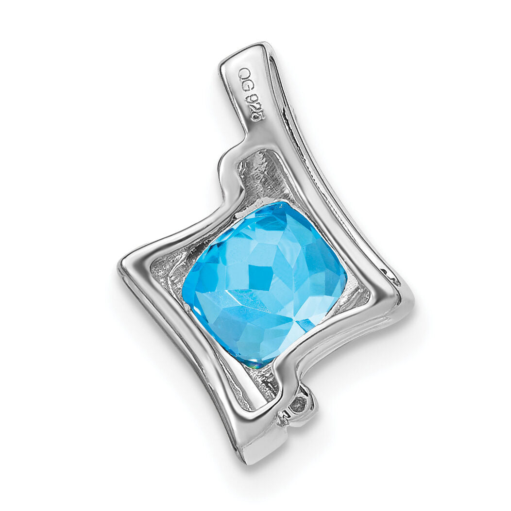 14k White Gold Blue Topaz and Diamond Pendant-PM7033-BT-001-WA