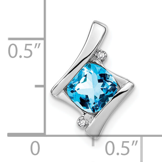 14k White Gold Blue Topaz and Diamond Pendant-PM7033-BT-001-WA