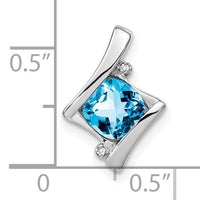 14k White Gold Blue Topaz and Diamond Pendant-PM7033-BT-001-WA