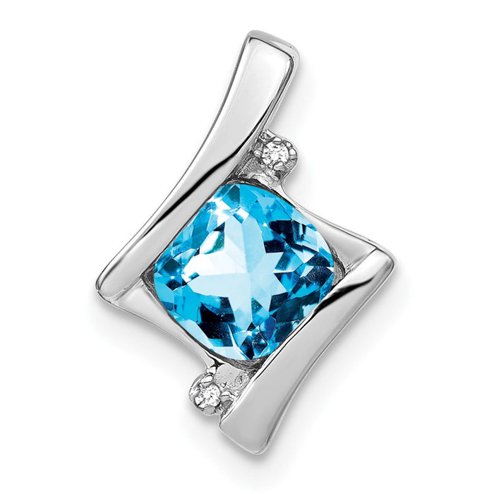 14k White Gold Blue Topaz and Diamond Pendant-PM7033-BT-001-WA