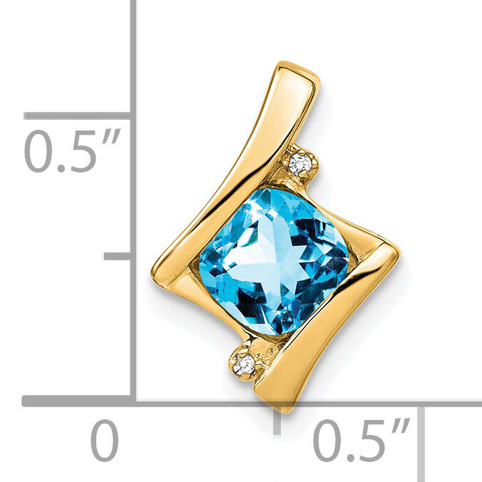 14k Blue Topaz and Diamond Pendant-PM7033-BT-001-YA