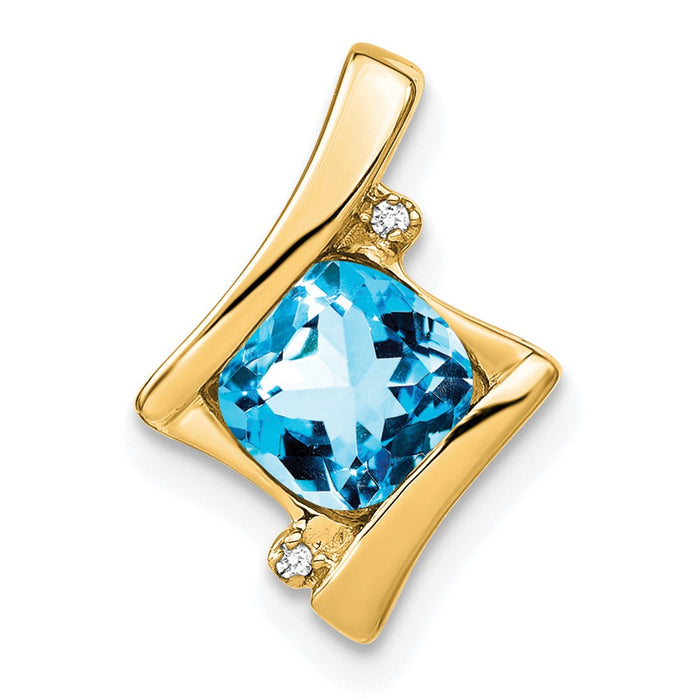 14k Blue Topaz and Diamond Pendant-PM7033-BT-001-YA
