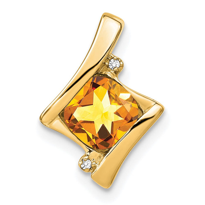 14k Citrine and Diamond Pendant-PM7033-CI-001-YA